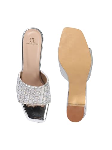 Image of Carlton London Women Stylish Fashion Embellished Ethnic Sandals for Outdoor, Party, Wedding and Holidays with Block Heels