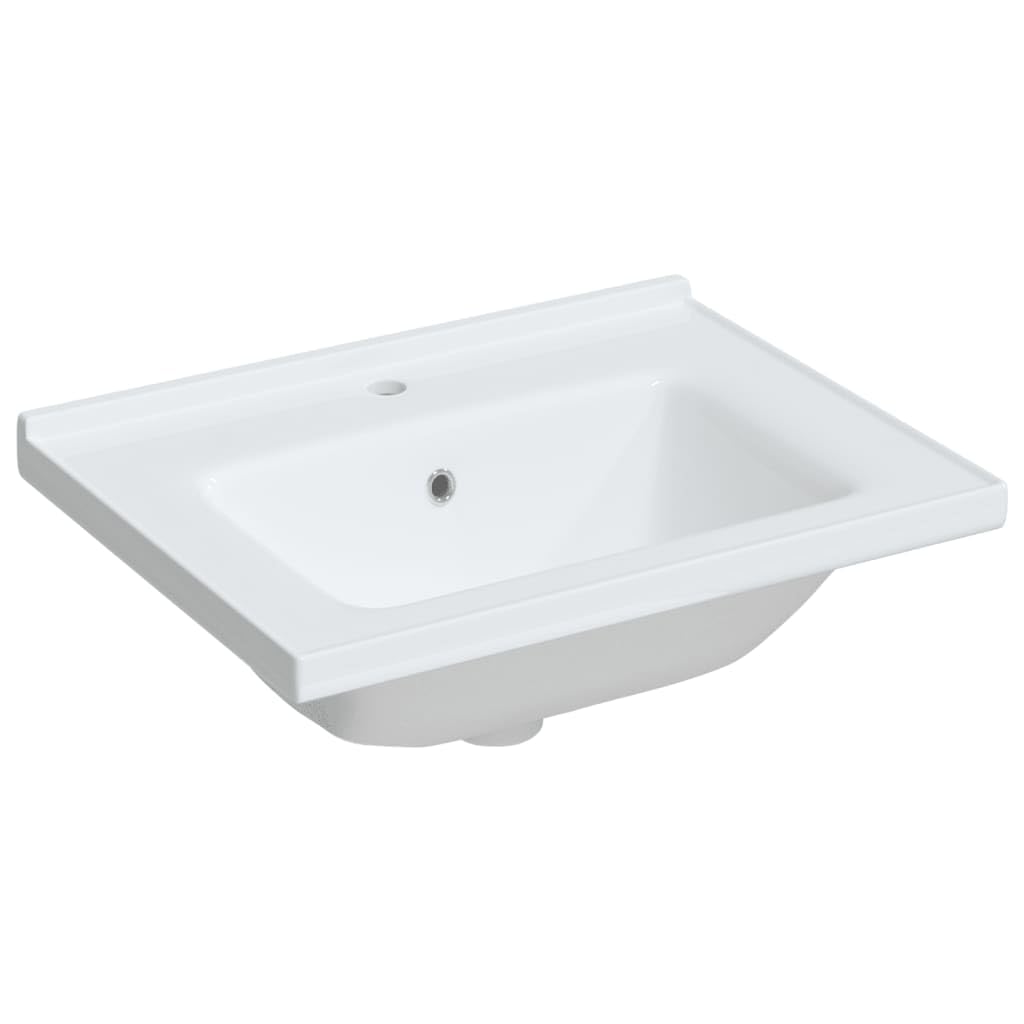 Rantry Lavabo de salle de bain, blanc, 61 x 48 x 19,5 cm, rectangulaire, en céramique, décor de meubles, lavabo de salle de bain, support pour salle de bain