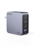 UGREEN Nexode Pro 160W Cargador Tipo C, PPS GAN de Pared 4 Puertos Carga Raida Compatible con 16'' M2, Pixelbook, DELL XPS, iPad, iPhone 16 Pro...