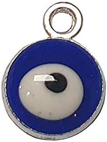 Nazar Boncugu Jewelry Pendant Chain Bracelet Enamel Amulet Pendant 10pcs Blue Eye Evil Eye DIY Jewelry, ca. 10x6 mm, Metal