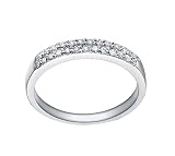 Homxi Anillos Boda de Oro Blanco de 18 Kilates Mujer, Redondo con Diamante de 0,3ct, Anillos Mujer Matrimonio Plata, Tamaño 18(58mm)
