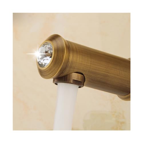 Grifo retro totalmente de cobre con acabado bronce europeo para lavabo elevado corto 4