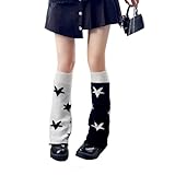 Cslbiuni Cute Star Print Leg Warmers for Women Girls Slouchy Reversible Leg Warmer Knit Boot Socks