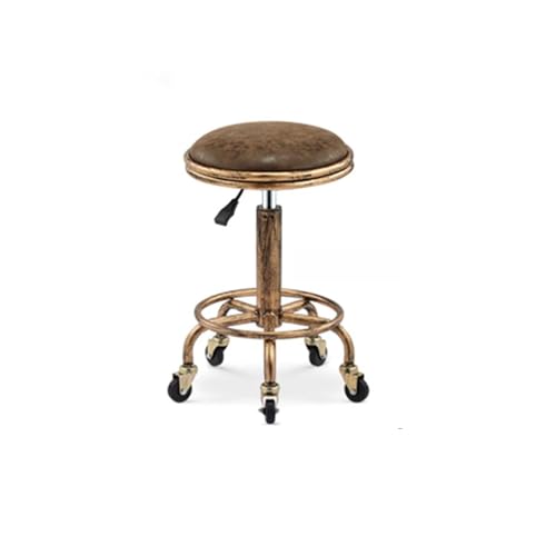Taburete bajo vintage de altura ajustable con patas de metal para dormitorio, salón de belleza y mostrador de maquillaje, taburetes de bar, 32 x 50 ~ 64 cm, elegante elegancia