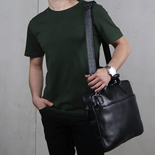 SID & VAIN Sac Ordinateur Portable Cuir véritable 17 Pouces Boston Mallette Professionnelle bandoulière Grand pour Hommes et Femmes Serviette de Travail élégant Noir – vue 2