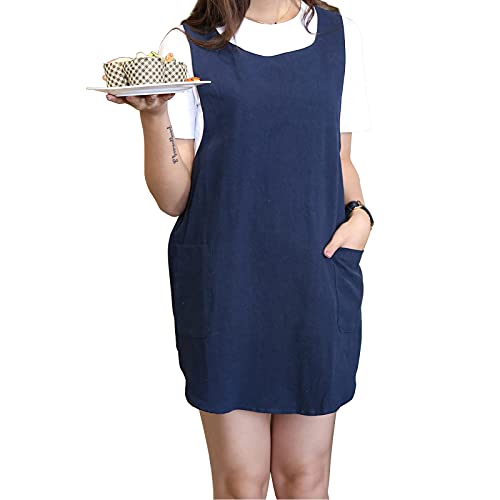 MeYuxg Grembiule Dal Design Accorciato, Grembiule Con Cinturino Incrociato a X, Grembiule1 Da Cucina In Stile Giapponese Con Tasche, Adatto Per Cucinare, Cuocere Al Forno, Caffè, Bar (Blu)