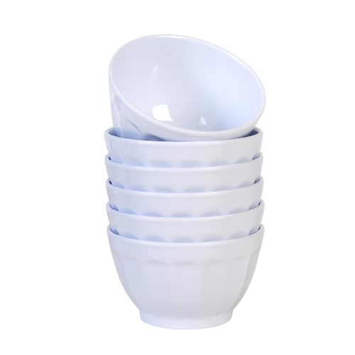 DoDoware 6-Piece 6.5-inch White Melamine Bowls,36.5oz Cereal Bowls Set of 6