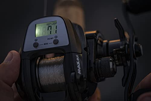 Image of Abu Garcia Max Digital Line Counter Low Profile Baitcast Reel, Size LP (1498727), Carbon Fiber Star Drag, Max of 20lb | 9.0kg, Durable, Lightweight and Strong,Black
