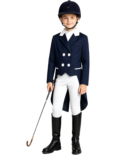 Nyeemya Top Niña 10 Años Verano Abrigo Exhibición Equestre Chaqueta Equitación Blazer Para Montar a Caballo Azul marino 13-14 años