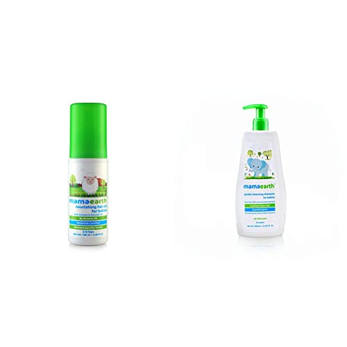 Image of Mamaearth Nourishing Hair Oil for Babies 100ml (0-10 Years) & Mamaearth Gentle Cleansing Natural Baby Shampoo, 400ml (White)
