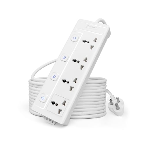 Image of Cablet Extension Board 15 Meter Cable | 2500W 10A | 4 Universal Multi Plug Socket with Individual Switches | 15 Meter Heavy Duty Cord | LED Indicator, Power Strip & Spike Guard for Home & Office Use