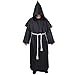 Produktbild Myir JUN Mönch Robe Kostüm Mönch Priester Gewand Halloween Kostüm mit Kapuze Mittelalterliche Kapuze Herren Männer Mönchskutte (Schwarz, Medium)
