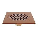  1 Siphon de Sol carré en Laiton Antique pour Salle de Bain, Cuisine, Salle de Douche, Porche, Grille de Drainage sanitaire 15 x 15 cm (D)