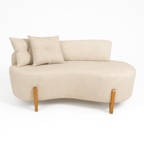 Sofá Orgânico 2 Lugares C/2 Almofadas Curvo Sala Recepção Boucle Bege