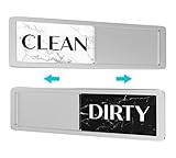 Dishwasher Magnet Strong Clean Dirty Sign, Universal Dishwasher Magnet Indicator for Kitchen Organization, Slide Rustic Marble Black and White Granite