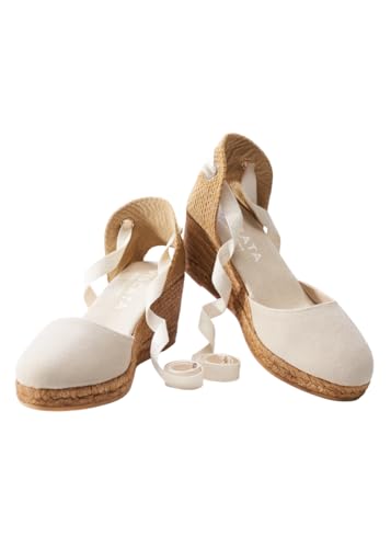 Viscata Sagaro Espadrille Canvas Wedges with Ankle Laces Spain Handmade 2 ½” Heel Women's Sandals with Breathable Organic Cotton Canvas and 100% Natural Jute for all Occasions: Casual, Work, Party3