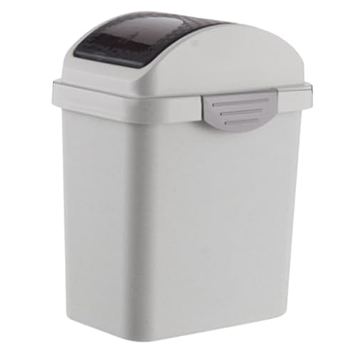 Alipis Papelera con Tapa Abatible de Plástico Compacta para Baño y Cocina Cubo de Basura Pequeño Accesorio para Hogar Resistente y Fácil de Usar para Salón y Dormitorio