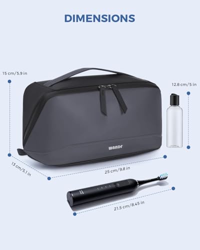Image of WANDF PU Leather Toiletry Bag for Men, Dopp Kit with Hanging Pouch