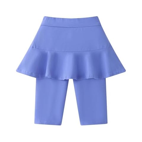 Coralup Girls' Knee Length Shorts with Skirt Capri Leggings,Sky Blue,3-4Y Cover
