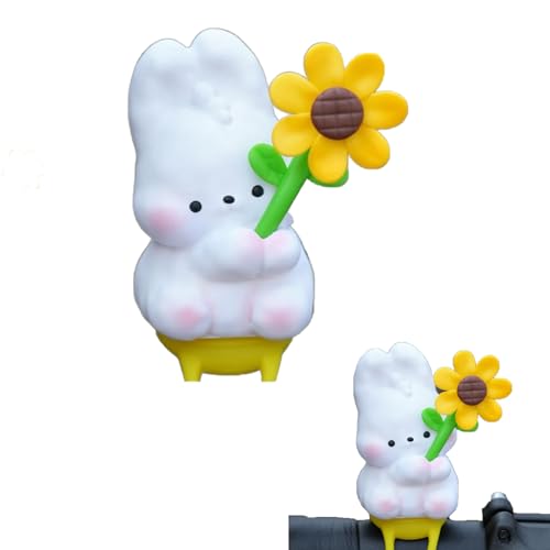 Bike Handlebar Decoration, Cute Rabbit Bicycle Handlebar Ornament with Stretchable Strap Wind-Breaking Rabbit Bike Motor Helmet Riding Cycling Decoration for Bicycle Road Bike Motorcycle