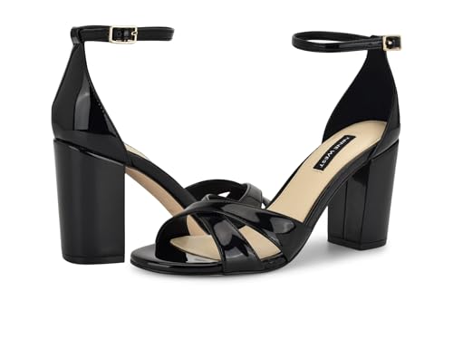 Nine West Sandalias de tacón Saile para mujer, Black Patent 001, 42 EU