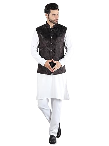 Image of Uri and MacKenzie Men's Silk Blend Kurta Pajama with Designer Ethnic Nehru Jacket /Modi Jacket
