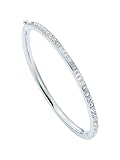 Ted Baker Claudia Narrow Crystal Hinged Bangle Bracelet for Women (Silver/Crystal)