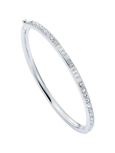 Ted Baker Claudia Narrow Crystal Hinged Bangle Bracelet for Women (Silver/Crystal)