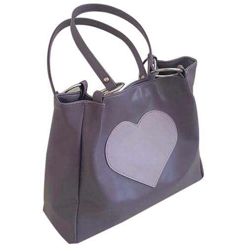 Sac de travail et promenade pour femme : grand modèle à bandoulière en PU cœur