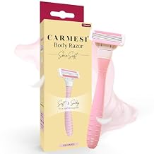 Carmesi Womens Body Razor | Reusable Razor with 4 Swedish Stainless Steel Blades | Aloe Vera & Vitamin C Strip | Smooth, Painless Hair Removal for Legs, Arms, Bikini Area | Pack of 1