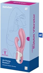 Vibrador Satisfyer Air Pump Bunny 2 | Con eje inflable | Silicona agradable a la piel | juguetes sexuales para mujeres | 12 modos de vibración | Vibrador de ondas de presión para mujeres