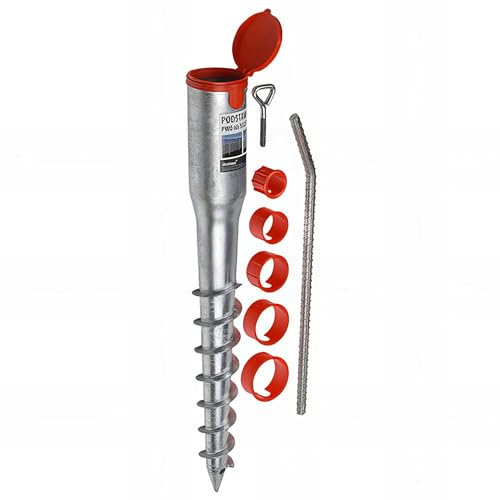 Pied de poteau de jardin rond zingué à tarauder avec accessoires - D. 68 x L. 550 mm - 68 x 550 x 1,8 mm