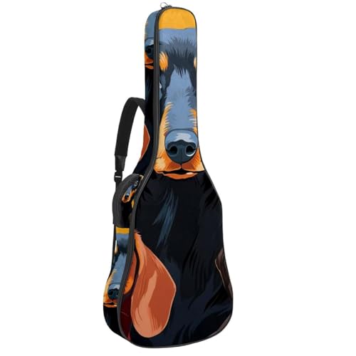 Sac pour guitare acoustique imperméable 101-106 cm avec mousse et motif teckel multicolore