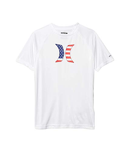 Hurley boys Rash Guard Shirt White/Americana Large US