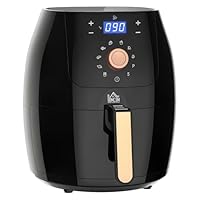 HOMCOM Air Fryer 5.5L 1700W with Digital Display Rapid Air Circulation Adjustable Temperature 60Min Timer Preheat Dishwasher Safe Basket for Healthy Oil Free Low Fat Cooking, Black & Rose Gold