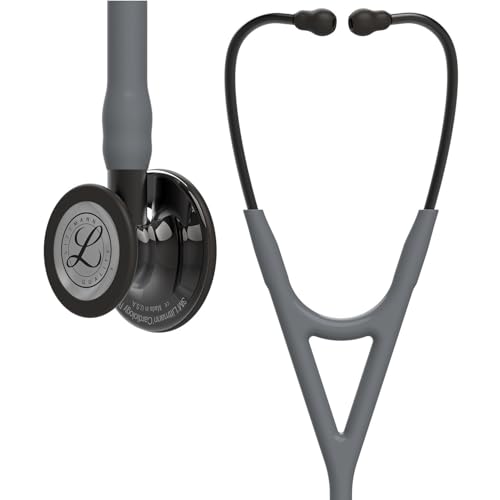 3M Littmann Cardiology IV Fonendoscopio para diagnóstico, campana de acabado de alto brillo gris humo, tubo gris y vástago y auricular color gris humo, 68,5 cm, 6238