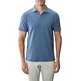 Robert Barakett Men's Basil Road Open Collar Polo Shirt, Ocean View, Medium