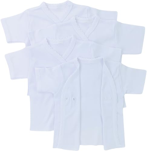 Image of ToBeInStyle Babies' 4 Pack Relaxed Fit Short or Long Sleeve Button Up Kimono Tee Swaddle Shirt