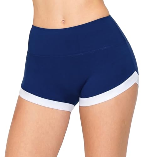 Image of ALWAYS Women's Super Soft Casual Yoga Workout Shorts with Hem Navy White L