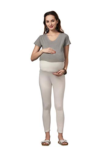Image of Women's Cotton Lycra Over The Belly Maternity Leggings for Pregnant Women for Pre & Post Pregnancy