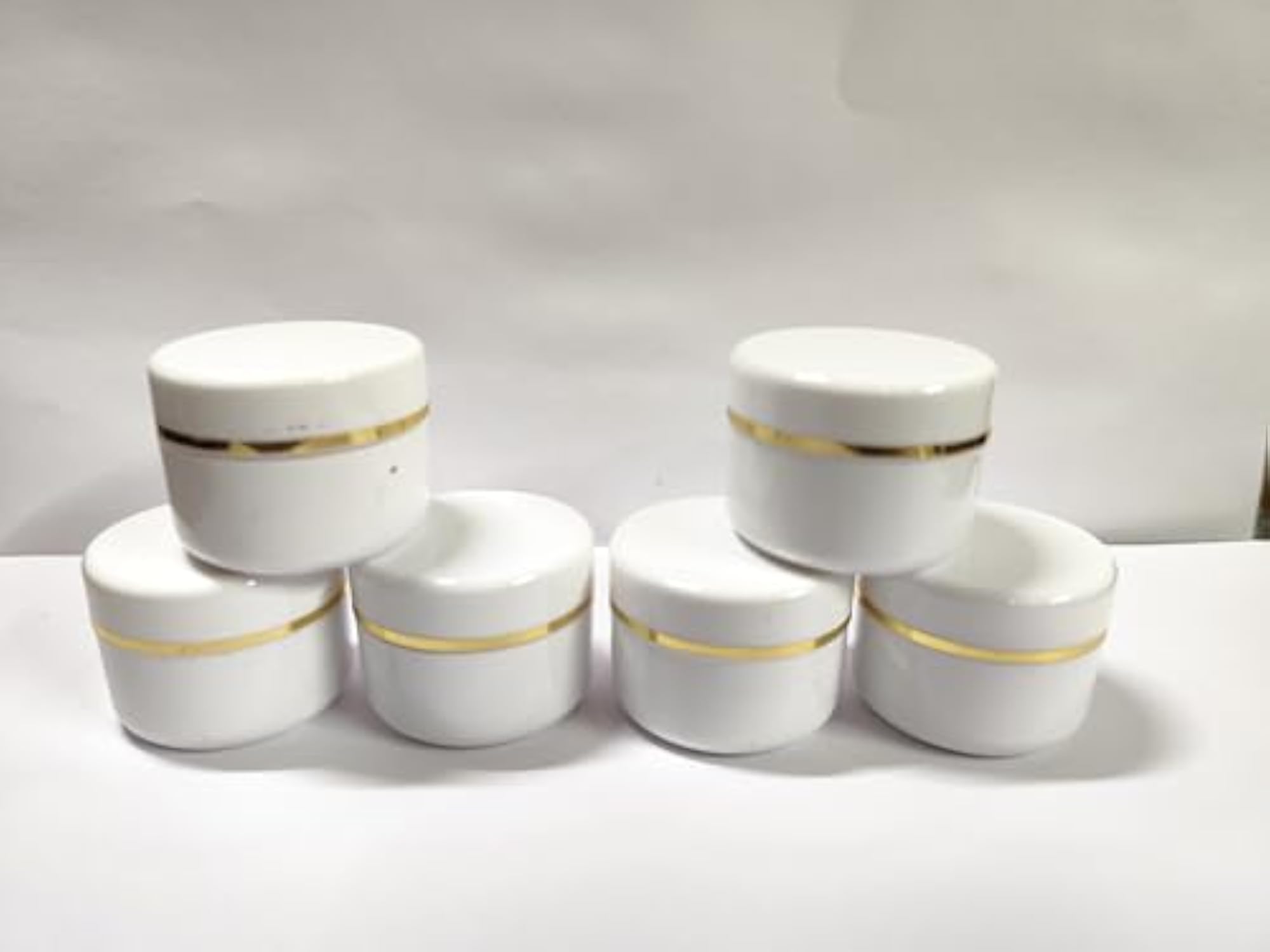 Empty Plastic White Cosmetic Jar Container, Pack of 12