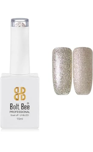 Image of BOLT BEE 15ML Gel Nail Polish 1Pc Clear Pink Glitter Nail Polish Soak Off UV LED Nail Gel Polish Nail Art Starter Manicure Salon DIY at Home, 0.5 OZ (1) (82)