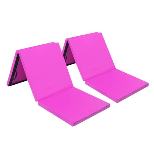 Image of Matladin 6' Folding Tri-fold Gymnastics Gym Exercise Aerobics Mat, 6ft x 2ft x 2in PU Leather Tumbling Mats with Hook & Loop Fastener for Stretching Yoga Cheerleading Martial Arts