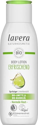 lavera Body Lotion Refreshing - Body Milk with lime & almond oil fragrance - body milk for normal skin - PETA certified - biodegradable - vegan - natural cosmetics - 6.76 fl.oz.