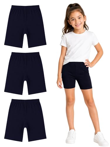 Image of BODYCARE Girls Cycling Shorts | 100% Cotton Stylish, Comfortable & Durable Shorts for Girls | Pack of 3 (Color & Print May Vary)