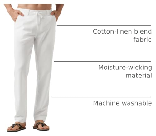 Image of Willit Men's Linen Pants Casual Lightweight Drawstring 29 inch 30 inch 32 inch