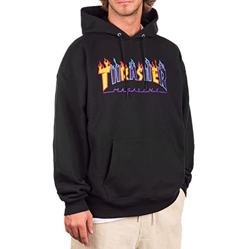 Felpa Uomo Thrasher Double Flame Hood E35THRDOFBLK