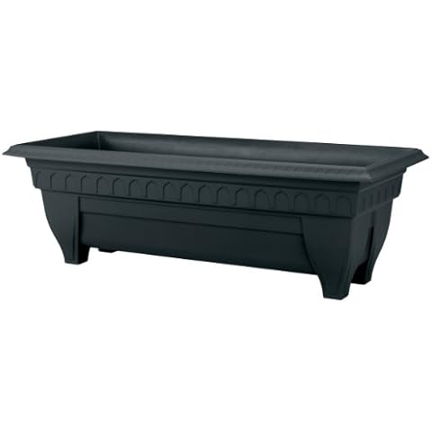 DCN Plastic 1427BK Azura Rectangle Patio Planter, Black Cover