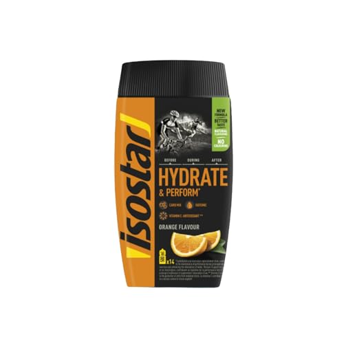 ISOSTAR Hydrate & Perform Orange Isotonisches Sportgetränkepulver Ausdauer-Energiegetränk mit Elektrolyten Vitamin C und B1 Flüssigkeitszufuhr beim Laufen Radfahren und Trailrunning 560 g