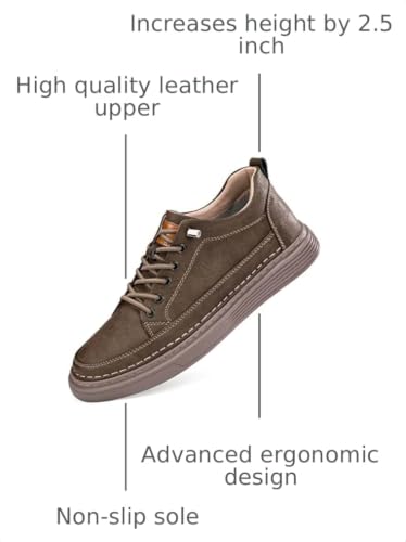 Image of CERYTHRINA Elevator Shoes for Men - Height Increasing Sneakers, 2.5 Inches Taller, Leather Casual Shoes with Height Increase Insoles